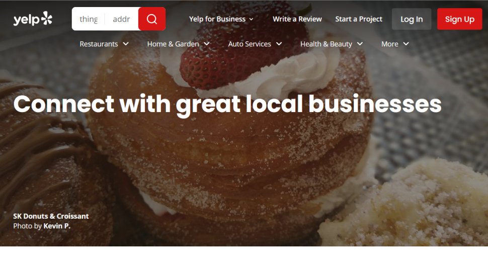 Yelp website screenshot (August 2025).