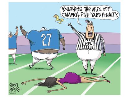 Editorial cartoon NFL sports Ray Rice