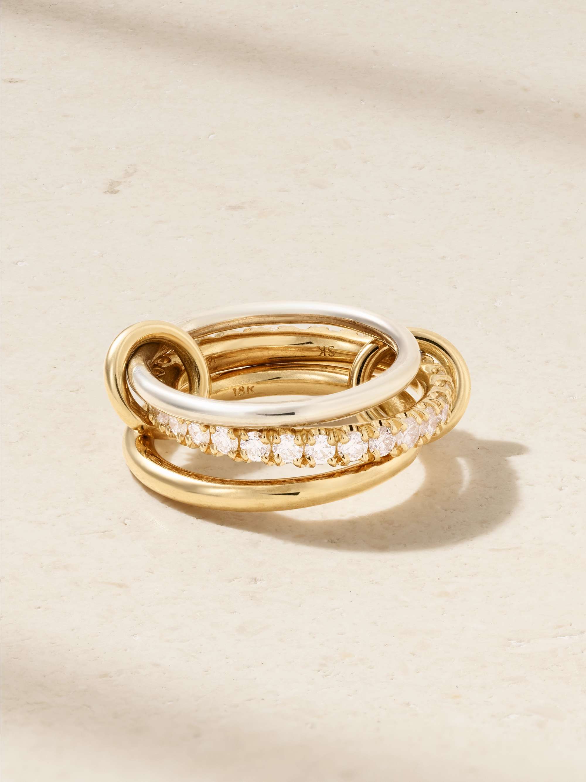 Petunia 18-Karat Gold and Sterling Silver Diamond Rings