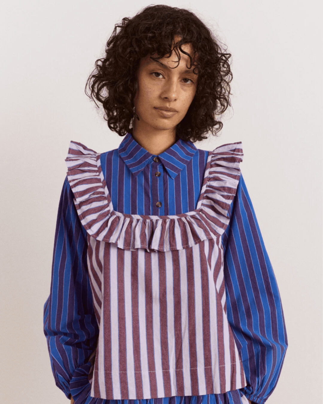 Bobbie 3 Piece Pyjama Set Ruby Violet Stripe.