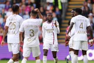 Clinton Mata of Lyon during the pre-season friendly match between Crystal Palace and Olympique Lyonnais at Selhurst Park on August 5, 2023 in London, England.