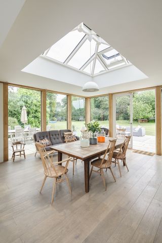 roof lantern over dining area in new orangery