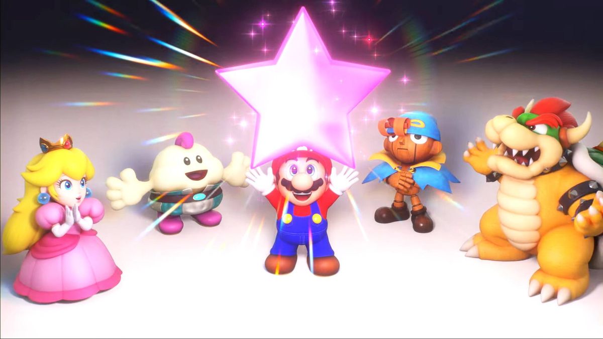 Mario and crew with star in Super Mario RPG remake