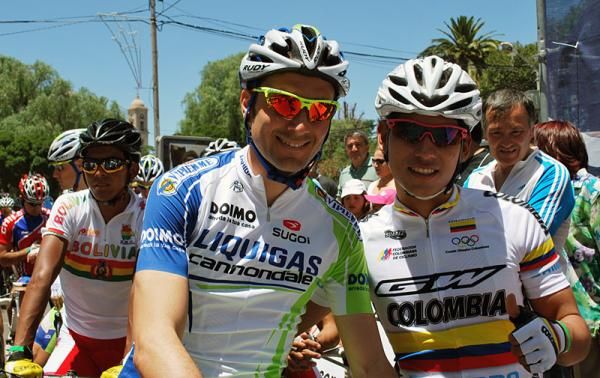 Ivan Basso (Liquigas - Cannondale) and Edwin Avila (Colombia)
