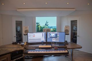 The centerpiece of Burwell’s studio is an Avid S6 32-fader console and a 7.1 Genelec monitoring system.
