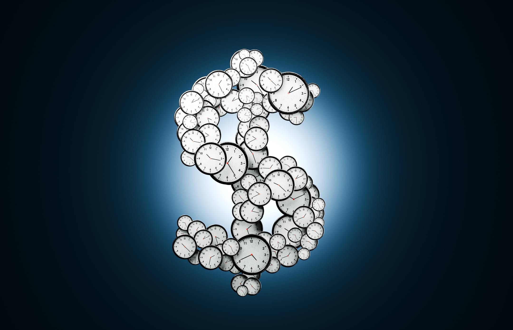 Dollar sign made of clocks