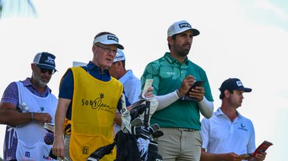 Matthieu Pavon (right) and his caddie Mark Sherwood at the 2024 Sony Open