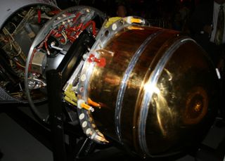 A closeup into the inner wokrings of an KH-7 GAMBIT spy satellite design used by the National Reconnaissance Office between 1963 and 1984.