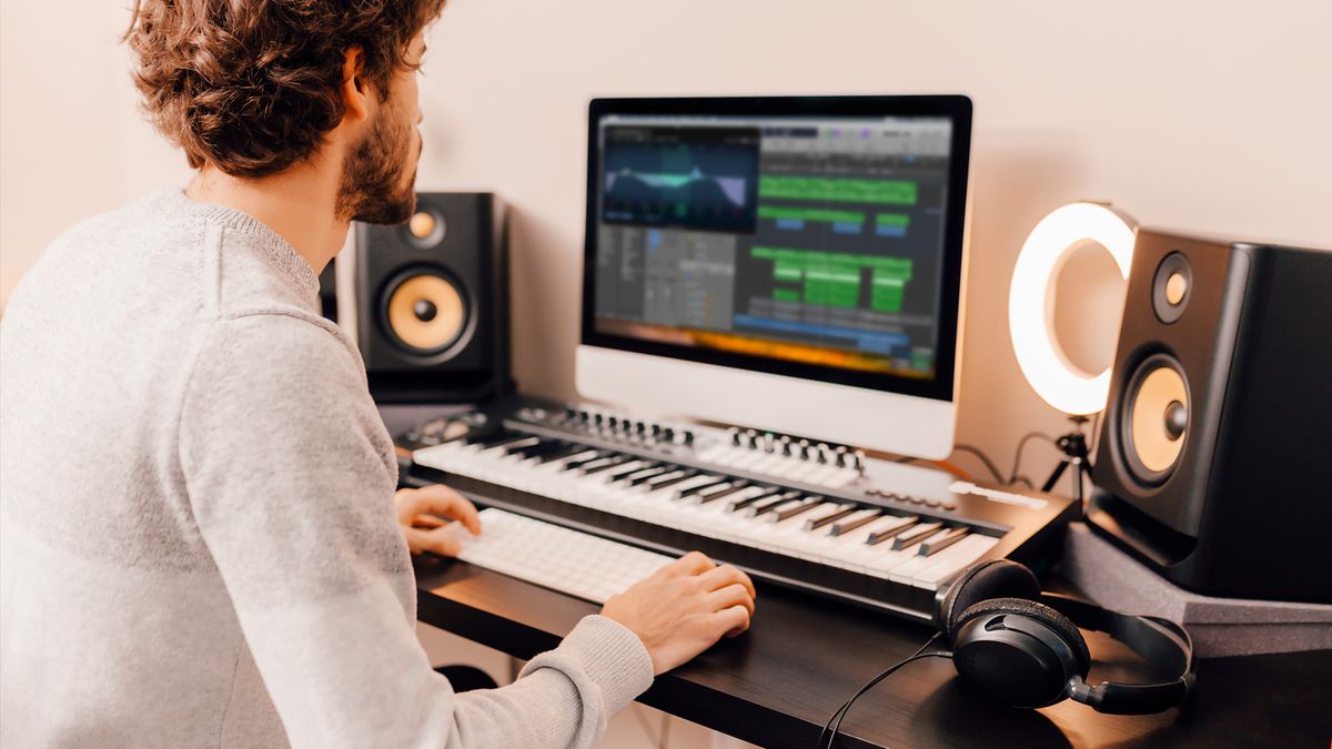 Man mixing in his home studio 