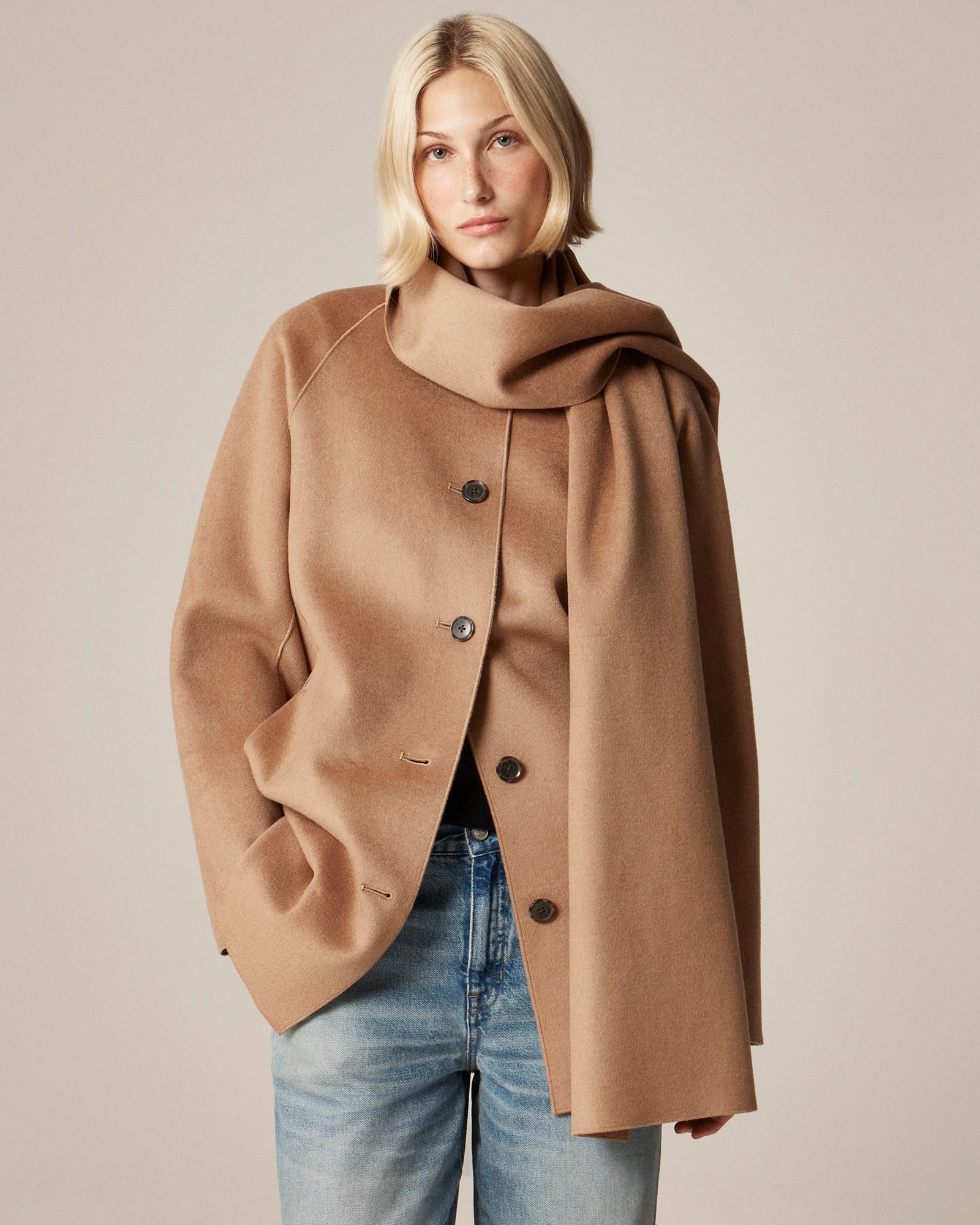J.Crew, Scarf Coat in Drapey Wool Blend
