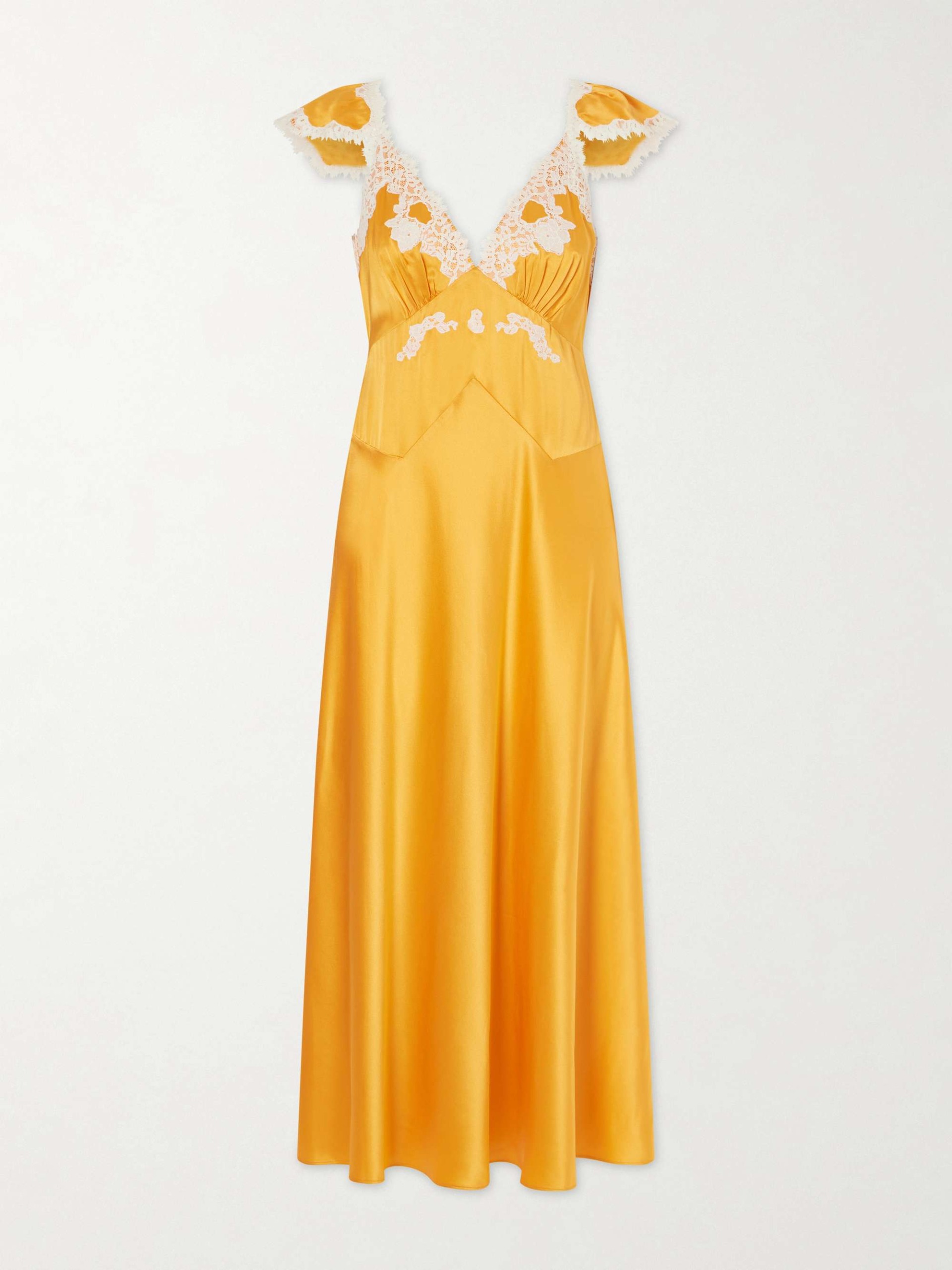 Fiona Lace-Trimmed Silk-Satin Midi Dress