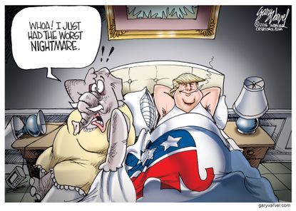 Political Cartoon U.S. Trump GOP Nightmare