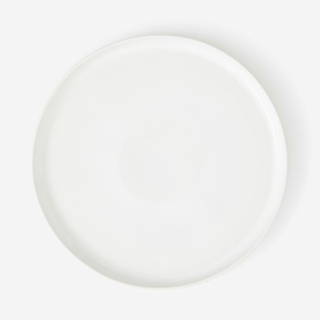 circular white stoneware serving plate