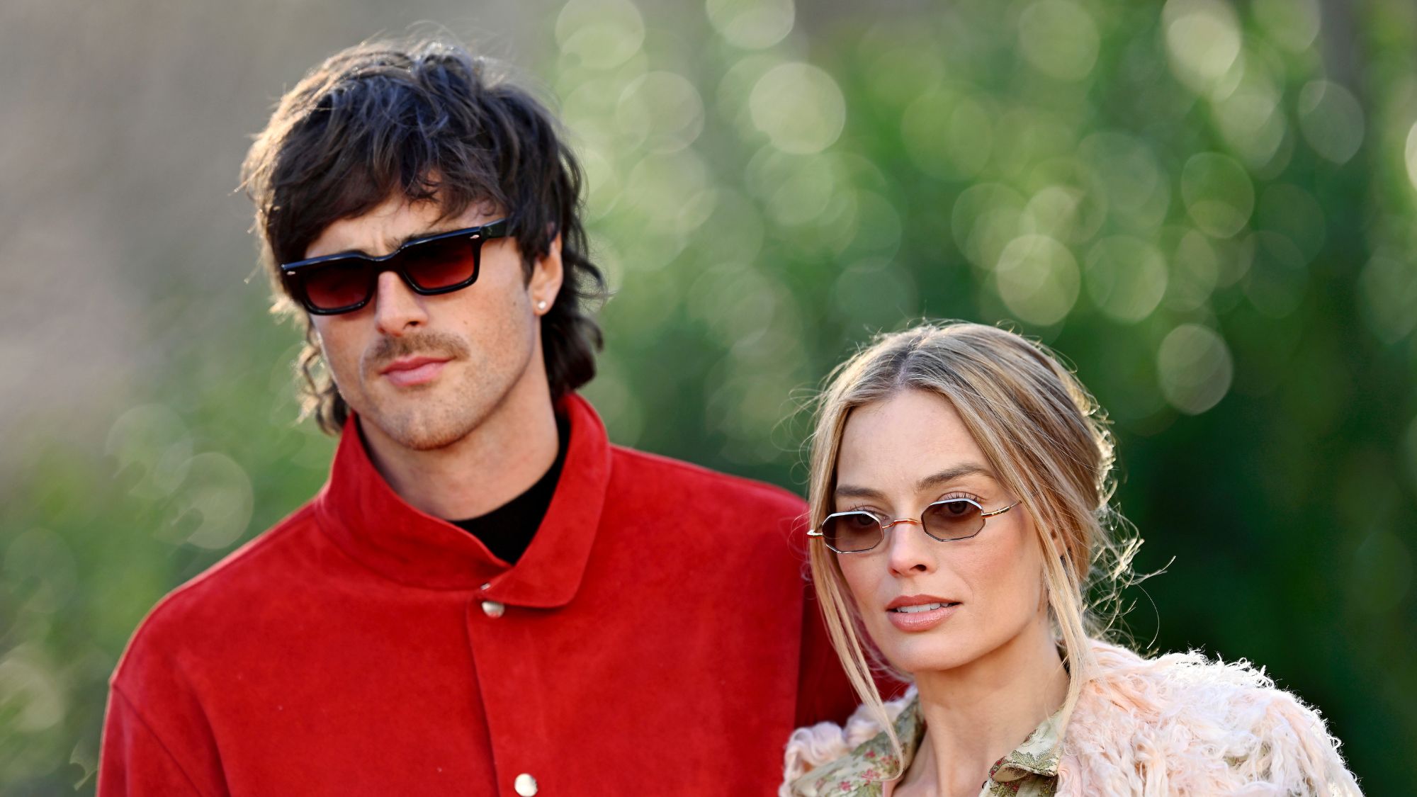 Jacob Elordi and Margot Robbie at a photocall for "Wuthering Heights"
