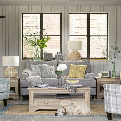 living room with glazed aluminium windows