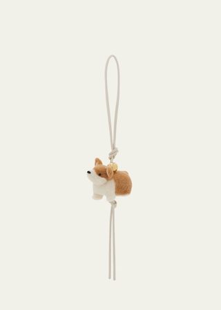 Corgi Charm in Leather and Wool