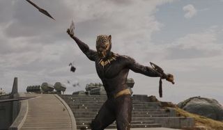 Erik Killmonger wearing Black Panther suit