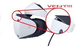 Sony's PS VR2 headset with controllers on a white background