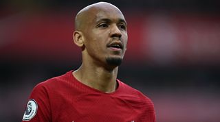Fabinho of Liverpool looks on during a match