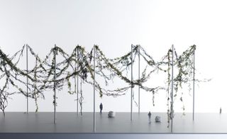 The installation is made up of nearly 18 architectural maquettes