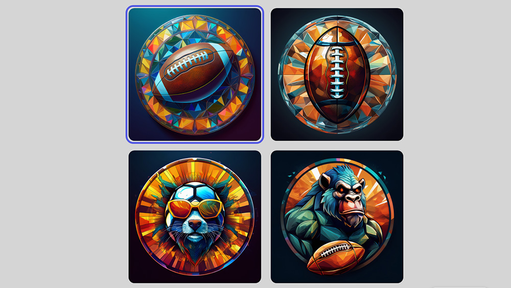 Adobe AI-generated logos for a Fantasy Premier League team