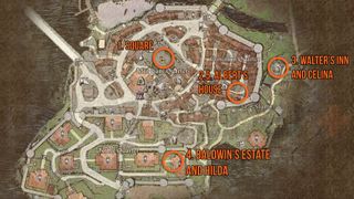 Dragon's Dogma 2 A Beggar's Tale map showing Albert's route through Vernworth