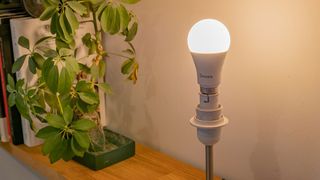 The Govee Wi-Fi LED Bulb illuminated