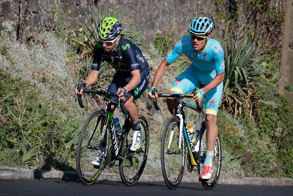 Giovanni Visconti (Movistar) and Luis Leon Sanchez (Team Astana).