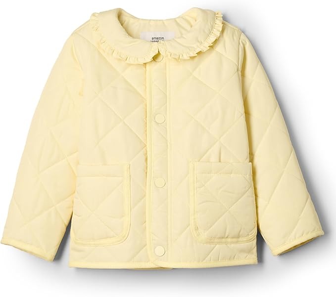 Amazon Essentials, Amazon Essentials X Sofia Grainge Baby Girls&#039; Midweight Field Jacket With Ruffle, Butter Yellow, 24 Months