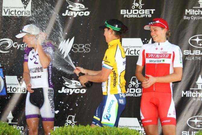 Melissa Hoskins (Orica - AIS) takes further revenge on Peta Mullens on the podium