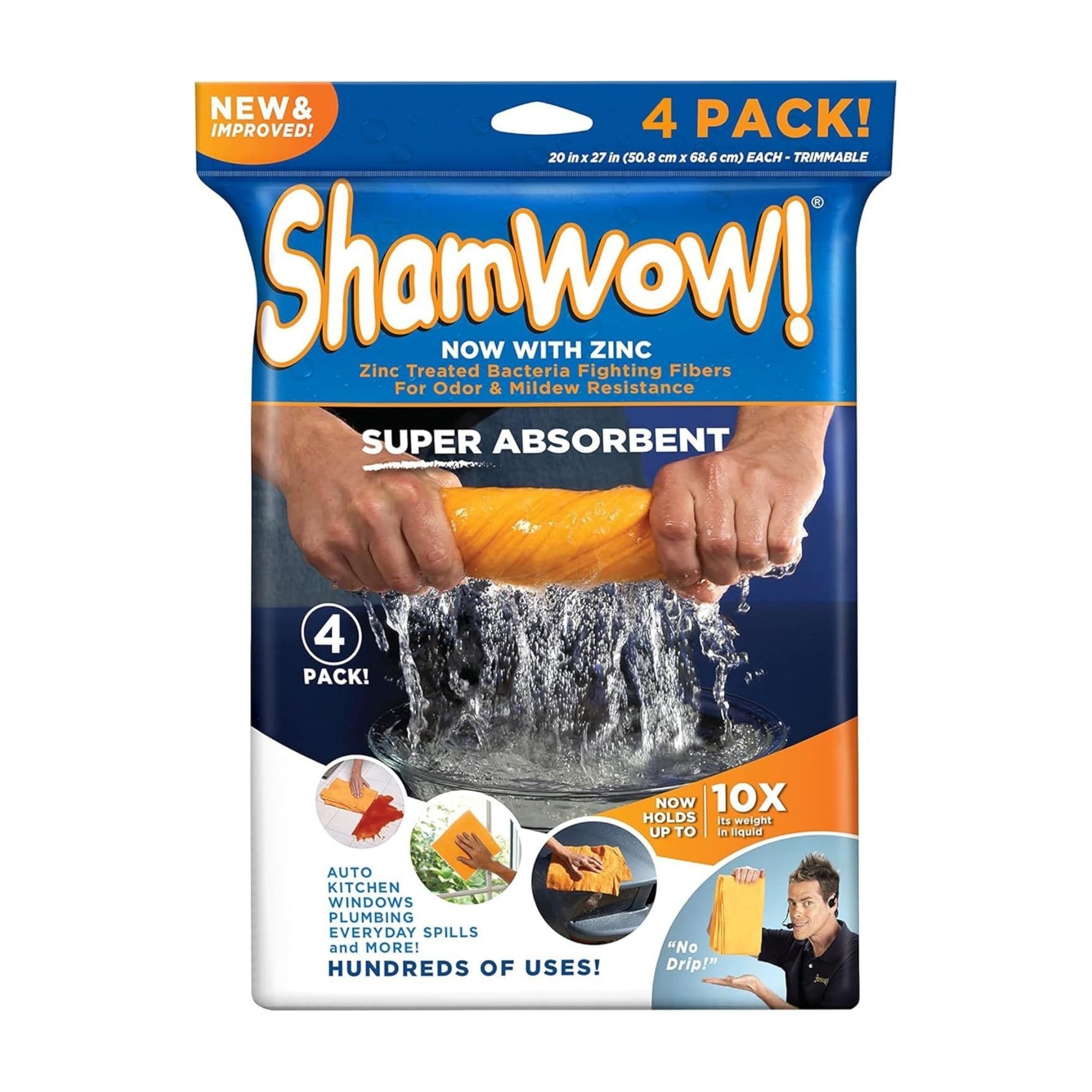 ShamWow 4pk Shammy Super Absorbent Chamois Towel