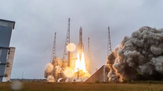 Europe's Ariane 6 heavy-lift rocket launches on its second-ever mission, sending the CSO-3 satellite aloft from French Guiana on March 6, 2025.