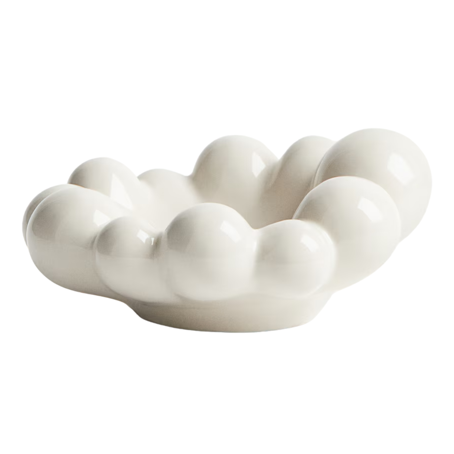 A cream bubbly stoneware bowl