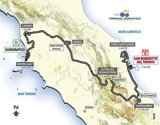 The 2014 Tirreno&ndash;Adriatico route