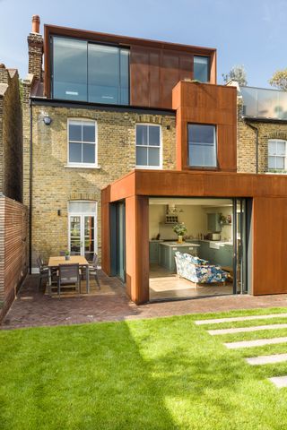 corten clad extension to back of terrace house