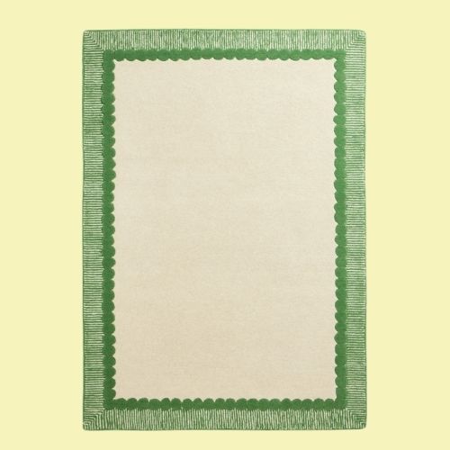 Bobbin Border Cream Wool Cut Pile Rug