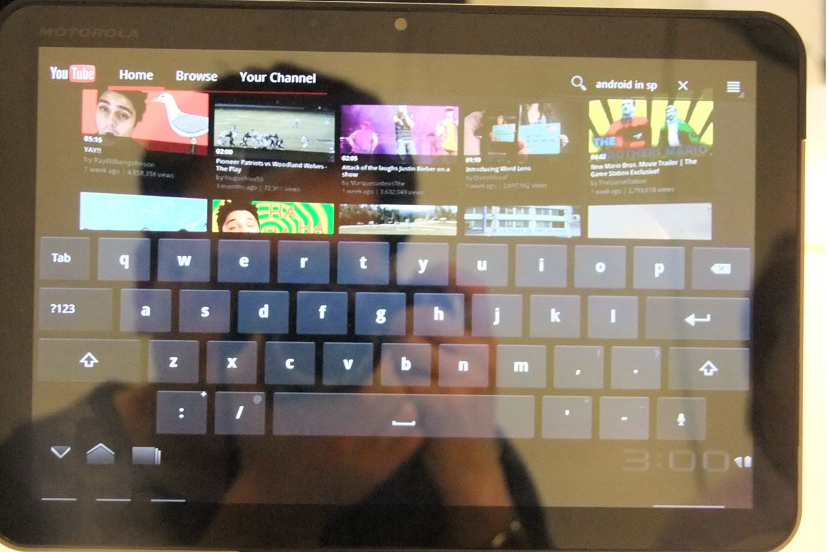 The keyboard in Android 3.0 Honeycomb on the Motorola Xoom