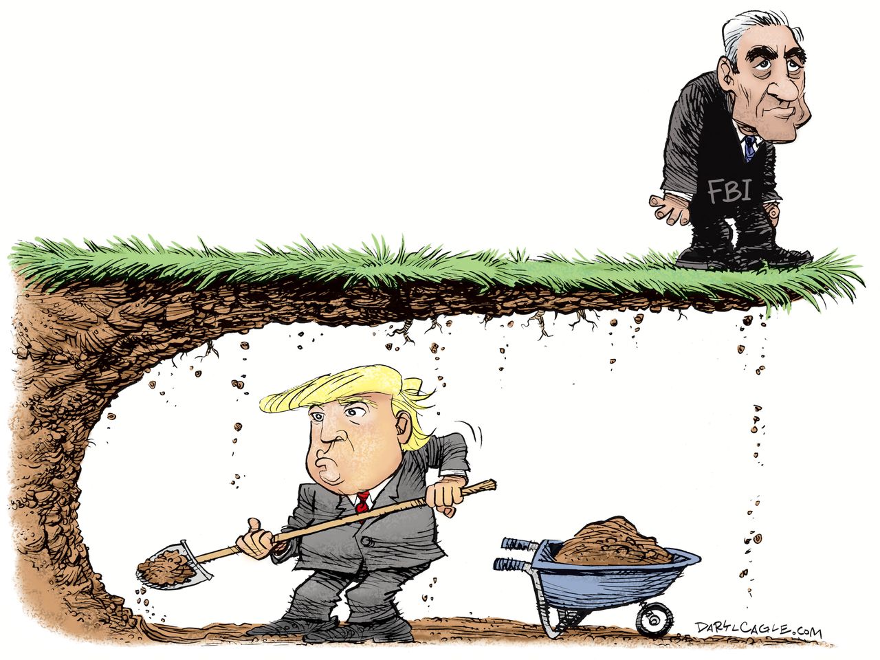 Political cartoon U.S. Trump Mueller FBI Russia investigation