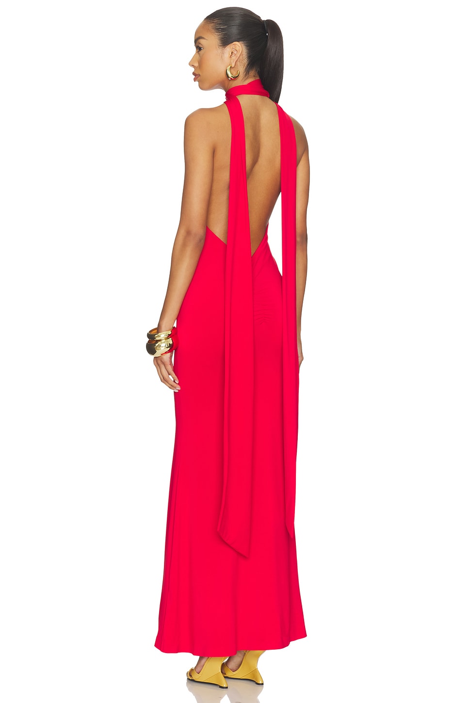 scarf open neck dress