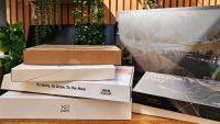 Boxed drawing tablets on a desk