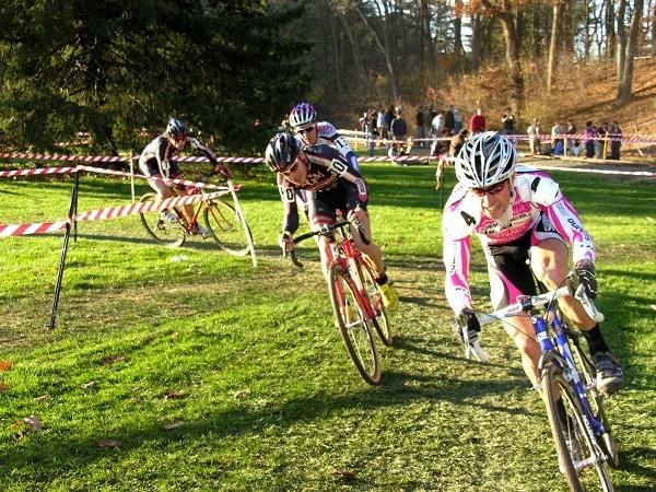 Derrick St John (Garneau Club Chaussure Ogilvy) chases hard on his way to third.