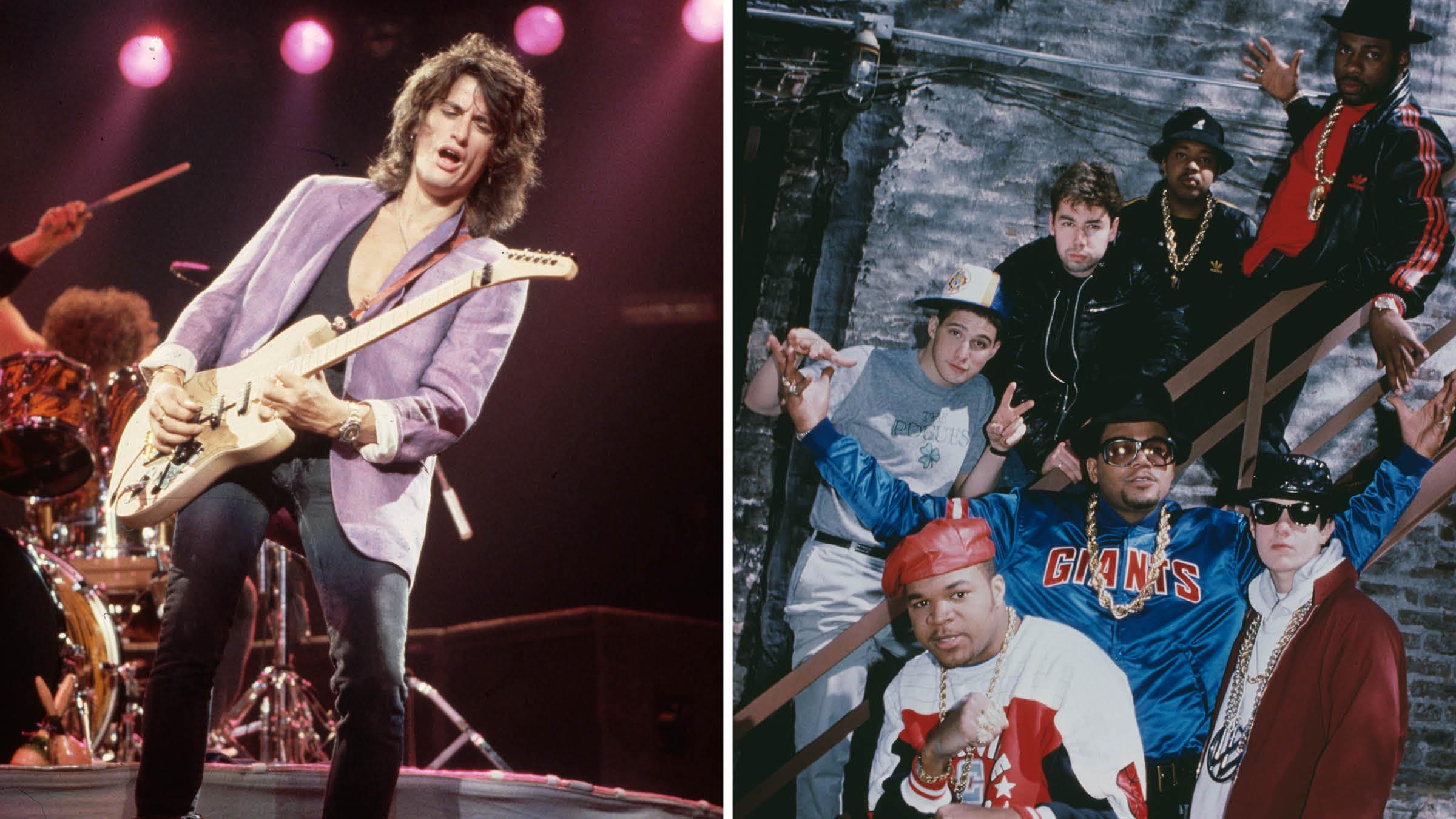 Joe Perry, Beastie Boys and Run-DMC, all of whom are picked circa 1986, a period when the Beastie Boys came to the rescue on Aerosmith and Run-DMC's crossover hit, Walk This Way.