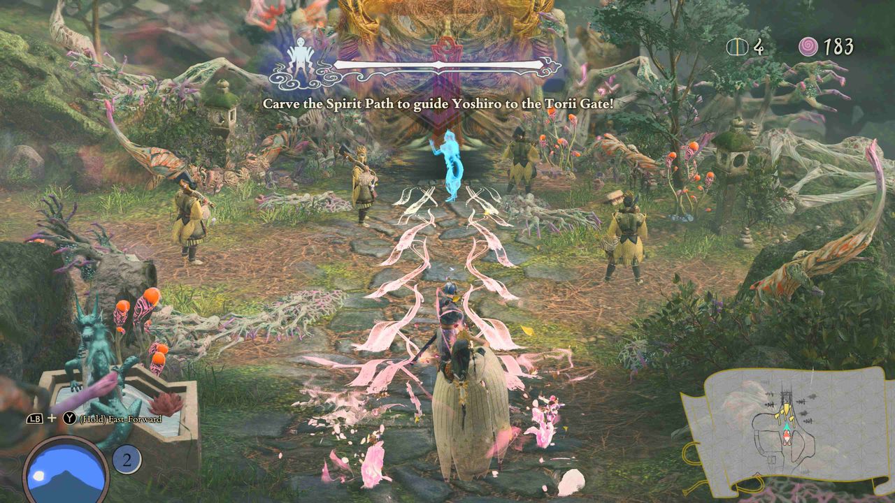 Screenshot of Kunitsu-Gami: Path of the Goddess on Xbox Series X.