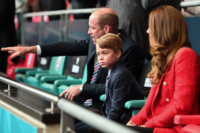 Prince George with his parents at Wembley Stadium during the Euros semi-final in July 2021.