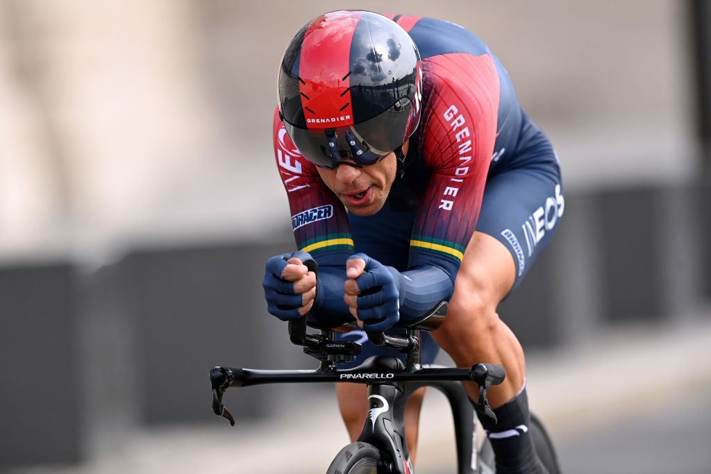 BUDAPEST HUNGARY MAY 07 Richie Porte of Australia and Team INEOS Grenadiers sprints during the 105th Giro dItalia 2022 Stage 2 a 92km individual time trial stage from Budapest to Budapest ITT Giro WorldTour on May 07 2022 in Budapest Hungary Photo by Stuart FranklinGetty Images
