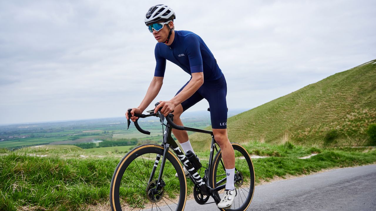 Male cyclist out on a bike ride wearing one of the best cycling jerseys