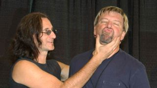 Rush’s Geddy Lee and Alex Lifeson in 2002
