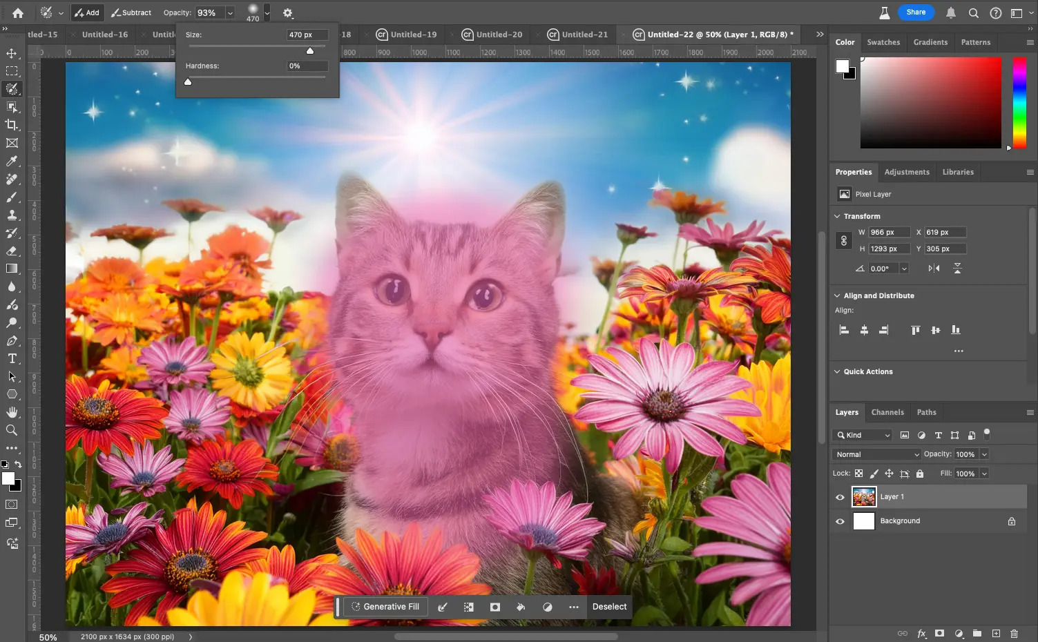 A screenshot showing use of the new Photoshop Selection Brush Tool