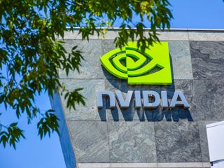 Nvidia logo on the side of a building