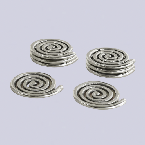 Spiral chrome coaster set